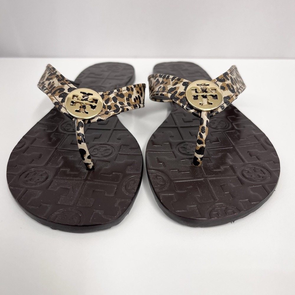 Tory Burch Thora Flats Sandals Shoes Animal Print Barely Worn Size 6 M - Picture 4 of 6